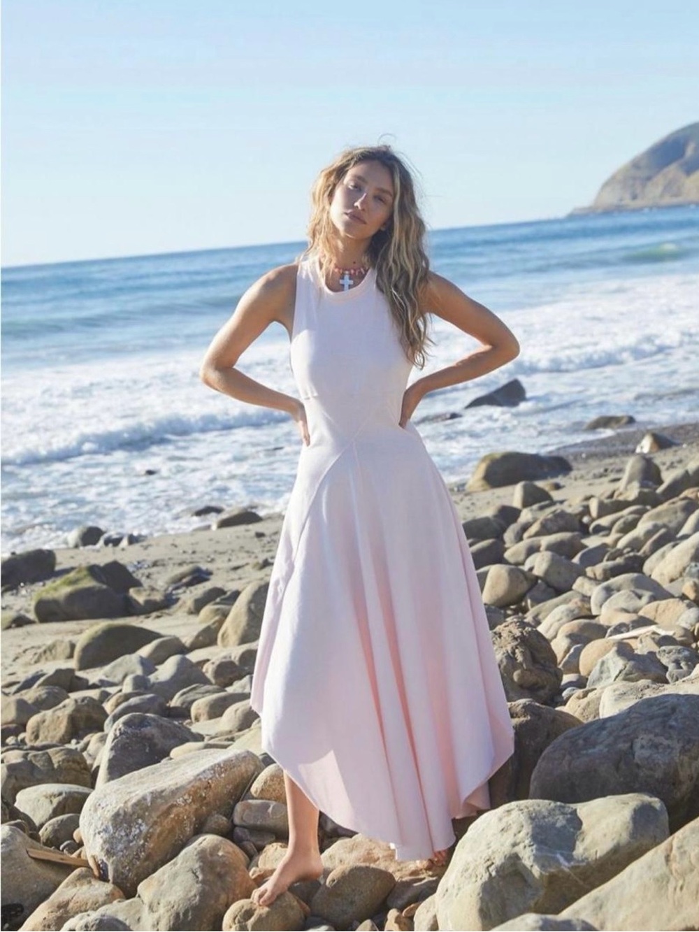 Free People Pastel Pink Sleeveless Maxi Dress